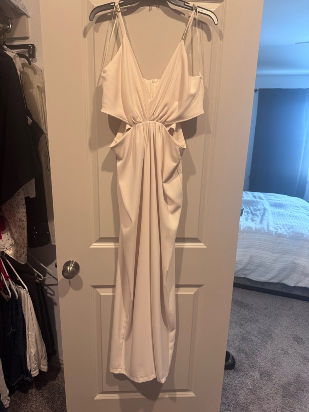 Zara Cream Strappy Cutout Maxi Jumpsuit